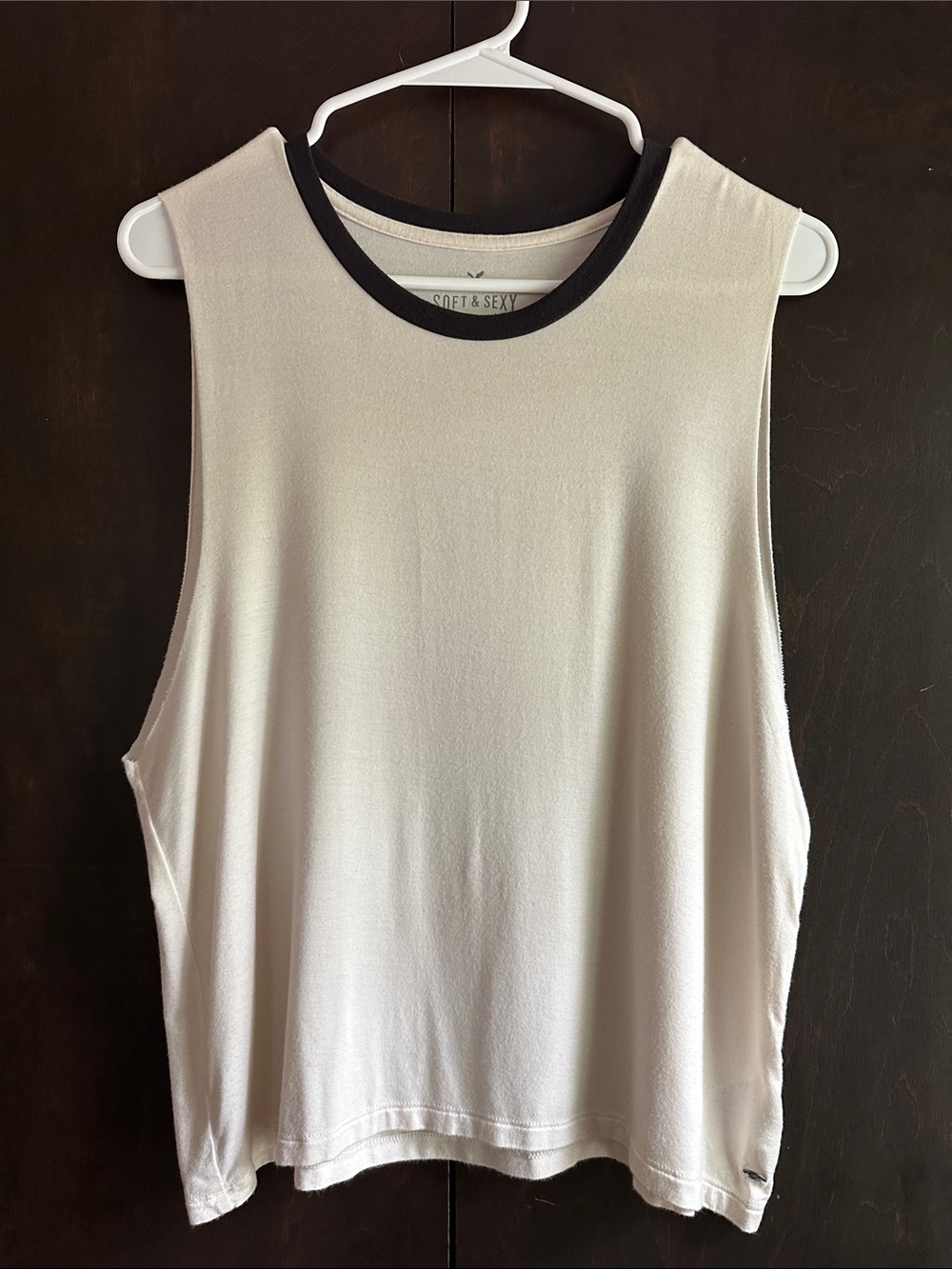 American Eagle Outfitters White Tank with Black Neck Trim